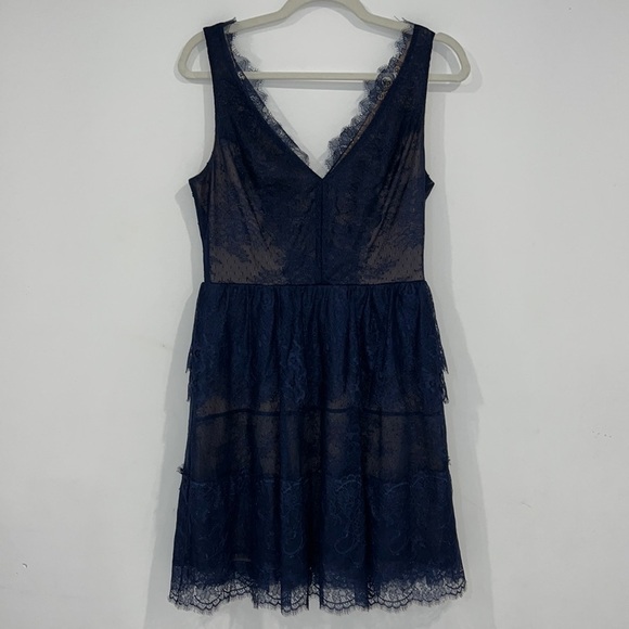 BCBGMAXAZRIA Navy Blue Willa Lace Cocktail Mini Dress Sz Small - Picture 5 of 17